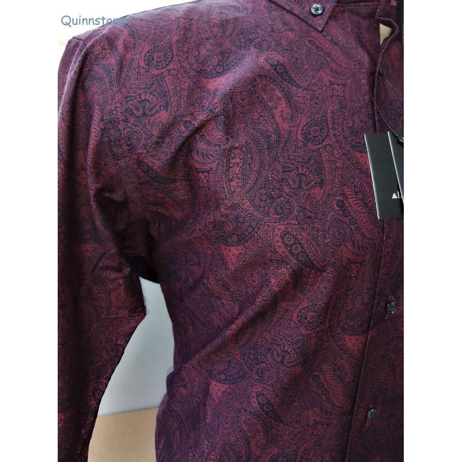 Alisan Kemeja Semi Batik Printing Motif Gradasi - Maroon, M High Quality