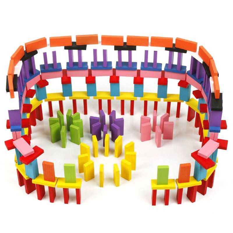 Mainan Anak Cewek Cowok Bermain Balok Domino Berwarna Warni Lucu 120PCS Terbaru Mudah Dimainkan