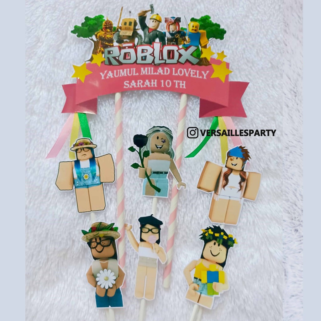 Cake topper Roblox Girl / Topper kue Roblox Cewe / Hiasan kue Roblox Girl / Dekorasi kue Roblox