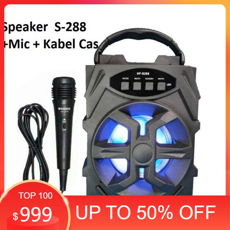 SPEAKER BLUETOOTH KARAOKE  HF S288/XTM-5009 BONUS MIC KABEL KARAOKE X-BASS//SALON AKTIF HF S288/XTM-