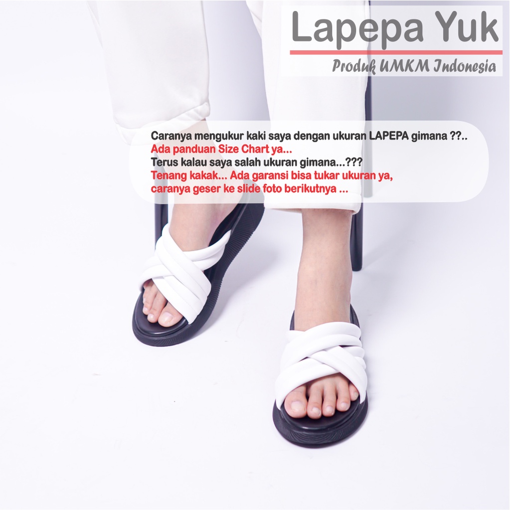 LAPEPA YUK - Sandal Wanita Wedges TARA Sendal Cewek Platform Kondangan Hak Tinggi 3cm Model Silang 3 Size 36 37 38 39 40 41 Pergi Jalan Casual Santai Rumah Slop Warna WHITE Putih Selop Premium Sale Original Kekinian Terbaru Shoes ORI Mall Official Store