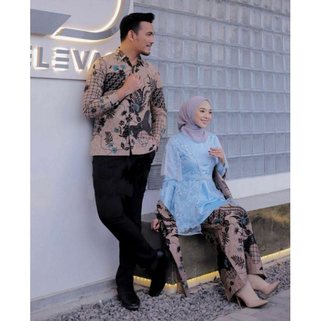 BATIK COUPLE TERBARU 2022 Batik couple kebaya widbatik motif cendrawasi reseleting belakang size S M L XL Kemeja pria lengan panjang sania ruffle ori ndoro jowi dnt gamis batik batik couple baju batik