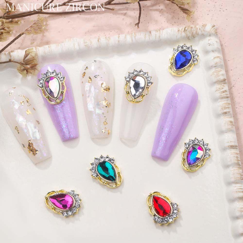 AUGUSTINA Augustina Tetesan Air Kuku Berlian Imitasi Fashion 10 Pcs Mewah Nail Art Dekorasi Nail Art Ornamen Alloy Zirkon Nail Drills