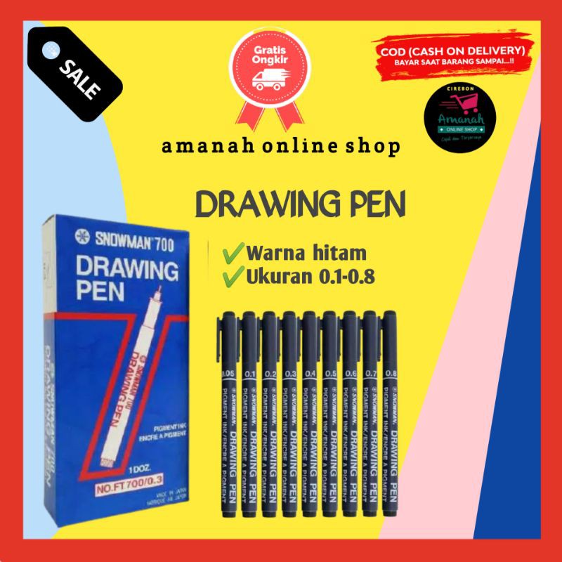 

Pulpen Snowman Drawing Pen 0.1-0.8mm Warna Hitam