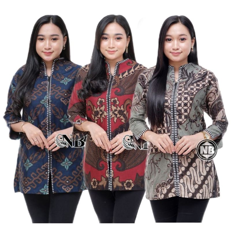 Atasan Batik Wanita blouse blous blus ukuran M L XL XXL