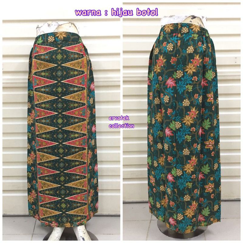 Rok Sepan Tumpal ST49 Maxi Skirt Bawahan Batik Kebaya Wanita Encim Panjang Katun / warna hijau botol