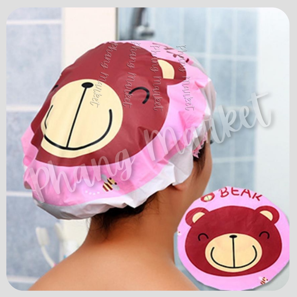 Shower Cap Topi Pelindung Penutup Kepala Rambut Karakter Lucu Waterproof