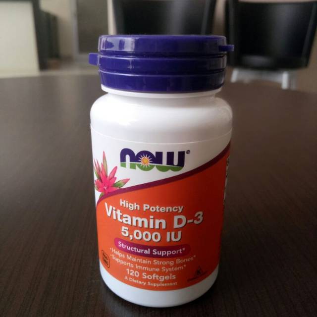 Now Vitamin D-3 D3 5000IU 5.000IU 5000 IU 120 softgel