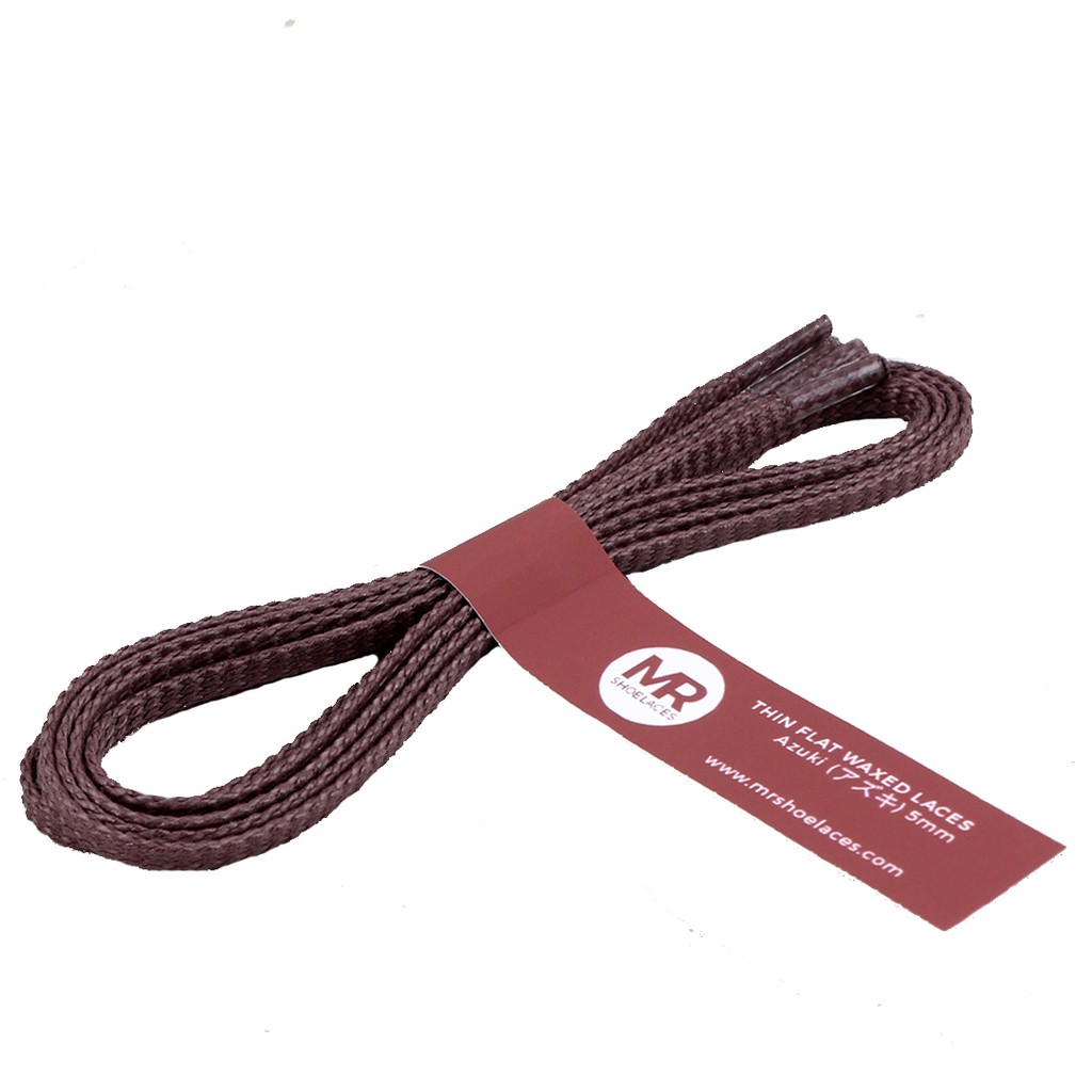 MR Shoelaces TH08 Azuki (Moka) Tali Sepatu Lilin Gepeng Thin 3-4mm (Waxed Laces) 50cm 80cm 100cm 120cm 150cm Mocha