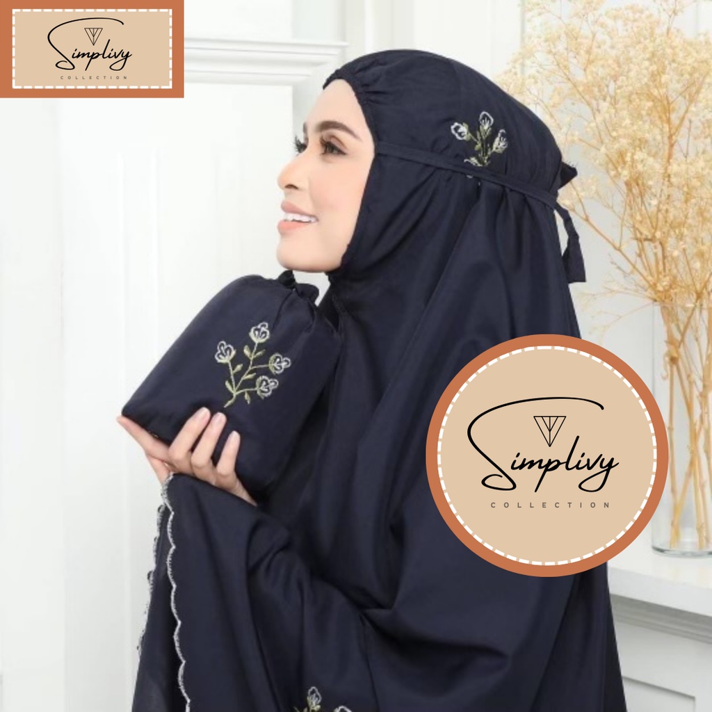 [Simplivy] Meena Mukena Travel Dewasa, Motif Bordir Bunga, 3in1, Free Travel Bag, All Size, Premium