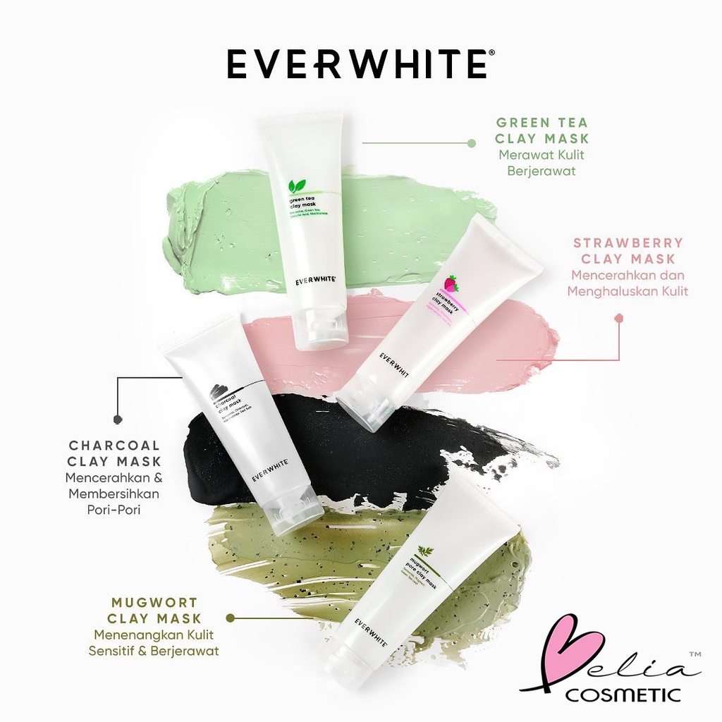 ❤ BELIA ❤ EverWhite Let It Glow Clay Mask Brighten Detox Anti Acne Hydrates masker 125ml EVER WHITE