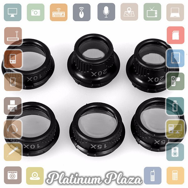 Kacamata Pembesar 25x Magnifier dengan 2 LED - Black`A4F3QY-