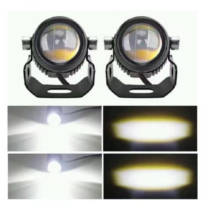 Lampu Tembak LED Foglamp Laser D2 2 Warna Putih /Kuning  Putih/Putih High Low HQ 36Mm