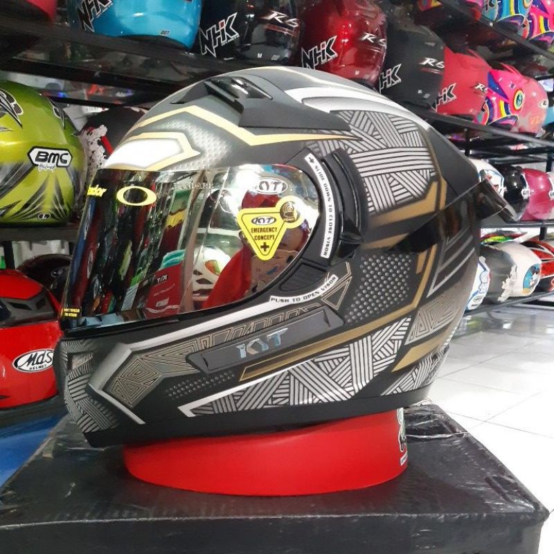 HELM KYT K2 R MOTIF +VISOR GOLD +SPOILER SETIKER .PAKET GANTENG