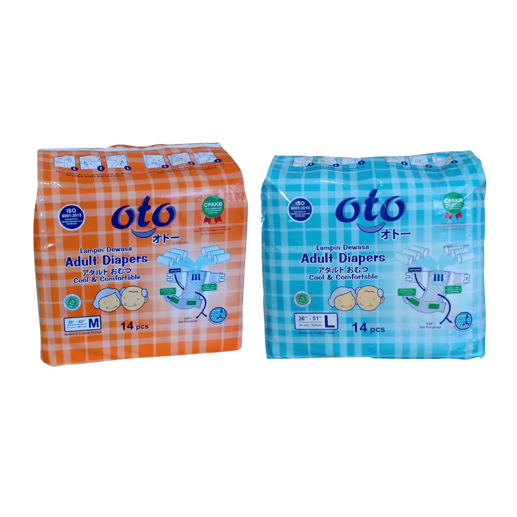 OTO Popok Dewasa model Lem Perekat Adult Diapers size M / L isi 14 pcs