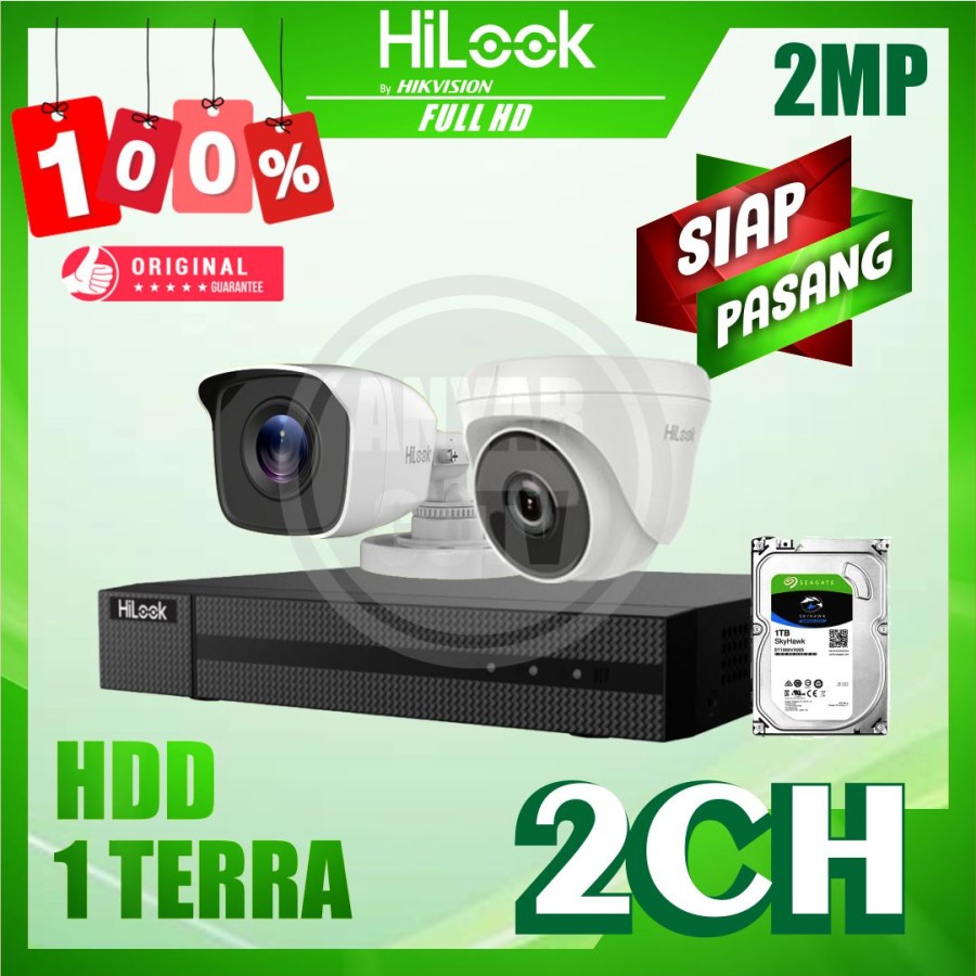 PAKET CCTV HILOOK 2MP 2 KAMERA HDD 1TB SIAP PASANG