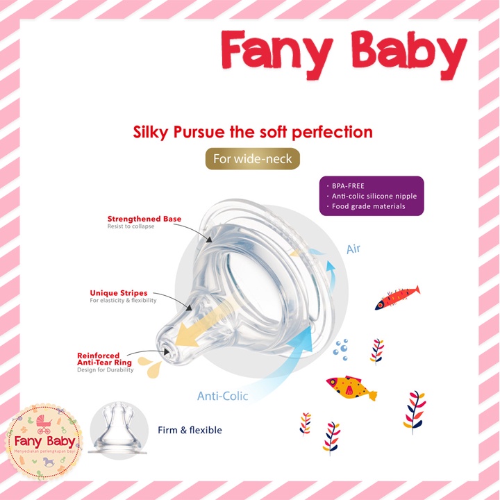 FARLIN SILKY SILICONE NIPPLE WIDE NECK 1PCS