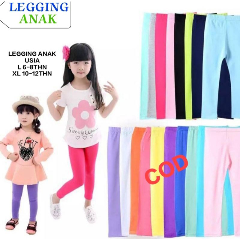 LEGGING ANAK SPANDEK RAYON/KAOS USIA 6-8THN 9-12THN