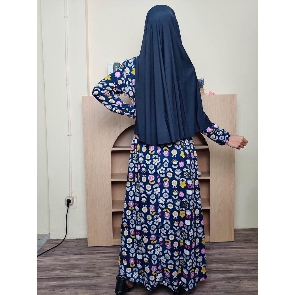 HOPYLOVY SUPER SALE Gamis Maxi Dress + Pashmina Bunga bahan Moscrepe