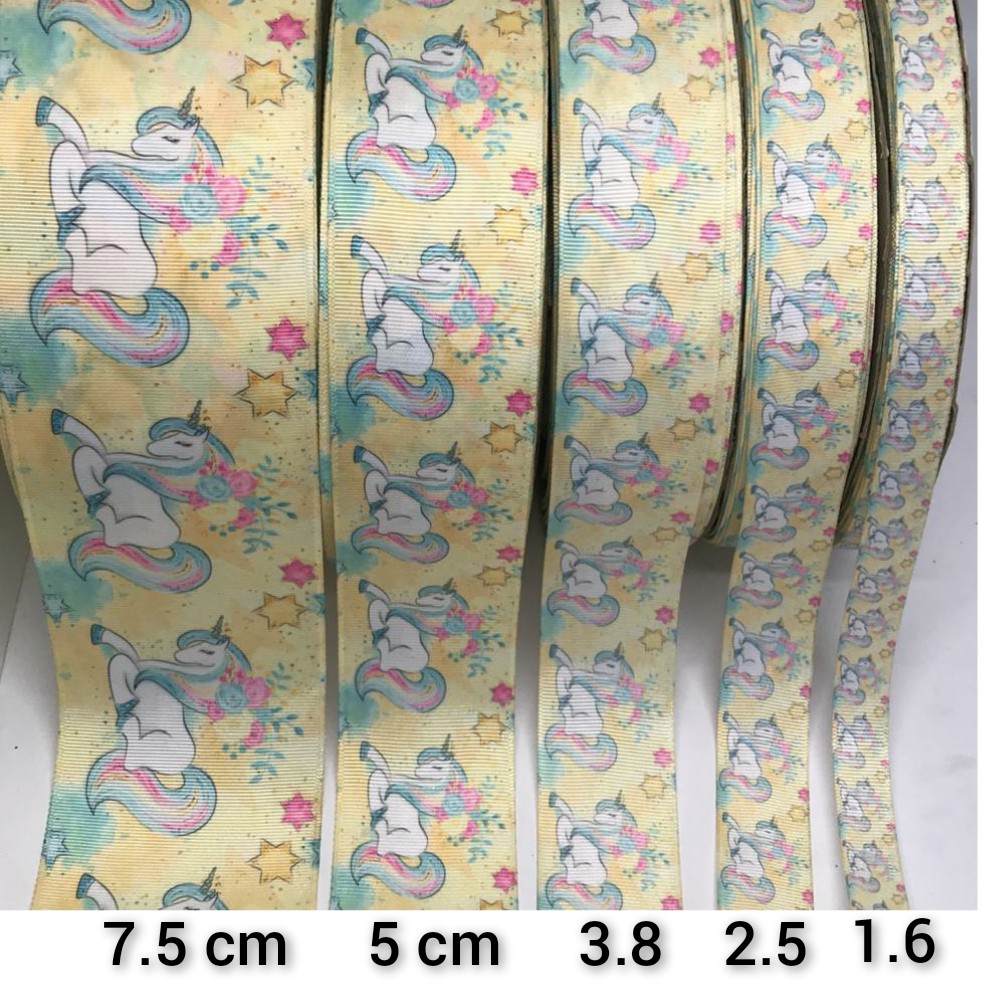 1 Yard  - PITA KADO  HAMPERS BAHAN JEPIT BANDO  MOTIF KUDA UNICORN  | PITA GROSGRAIN