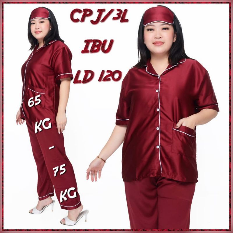 PIYAMA JUMBO/SATIN POLOS/BAJU TIDUR SET LD 120 130 140