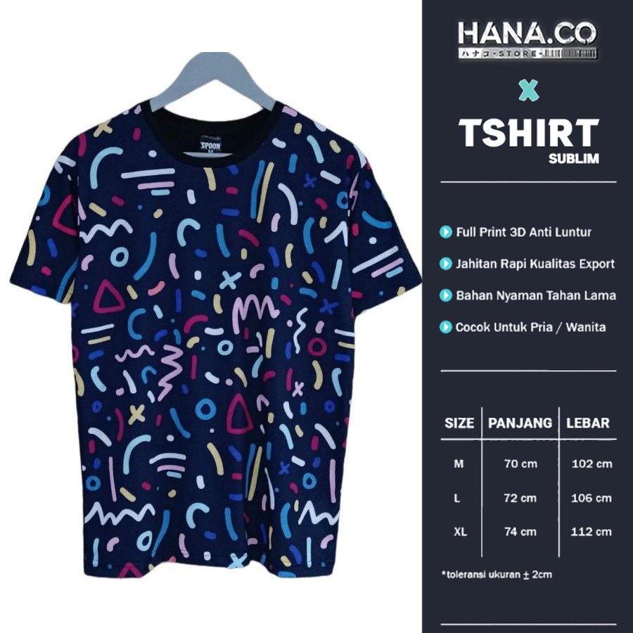 KAOS FULL PRINT SUBLIM DISTRO PRIA/WANITA MOTIF COLOR LINE