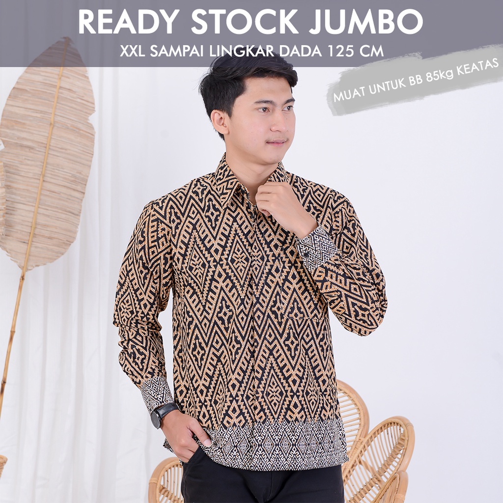 KEMEJA BATIK PRIA LENGAN PANJANG BATIK PRIA KATUN HALUS BAJU BATIK PRIA LENGAN PANJANG MODERN M L XL XXL LENGKAP