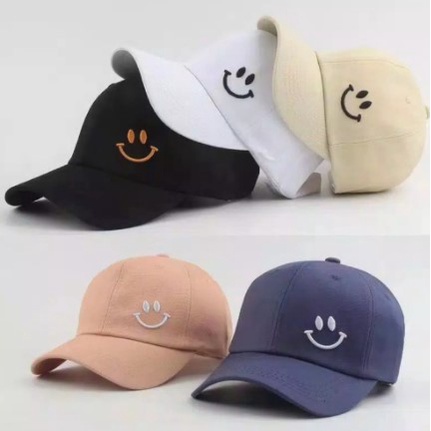 TOPI BORDIR / BASEBALL SMILE/ TOPI DISTRO PRIA &amp; WANITA / TOPI SANTAI MODEL KEKINIAN