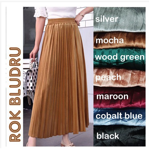 Rok Bludru Jumbo Wanita / Rok jumbo wanita / Rok velvet bludru / Rok plisket Jumbo wanita