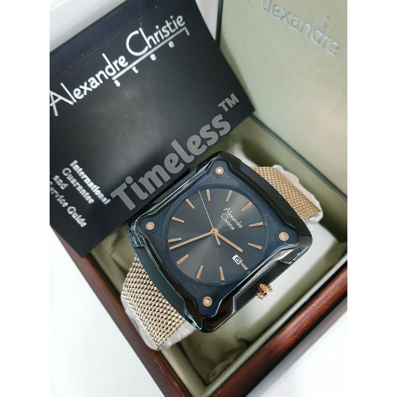 jam tangan alexandre christie ac 3030 MD Rosegold Black