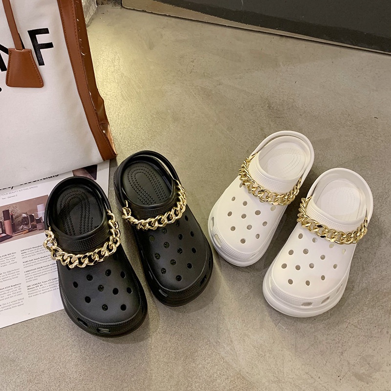 1 Pasang Rantai Emas Dan Perak Dua Warna Untuk Sepatu crocs (2 PCS)