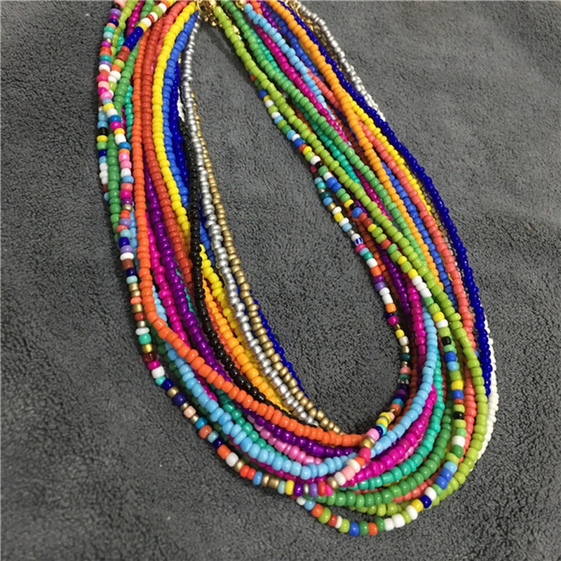 Kalung Choker Manik-Manik Warna-Warni Gaya Boho Korea Untuk Wanita