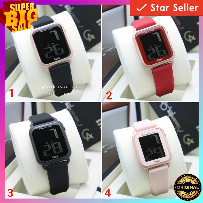 🪙 ✓BARU ORIGINAL GARANSI RESMI JAM TANGAN WANITA ALEXANDRE CHRISTIE DIGITAL RUBBER STRAP ARLOJI WATC