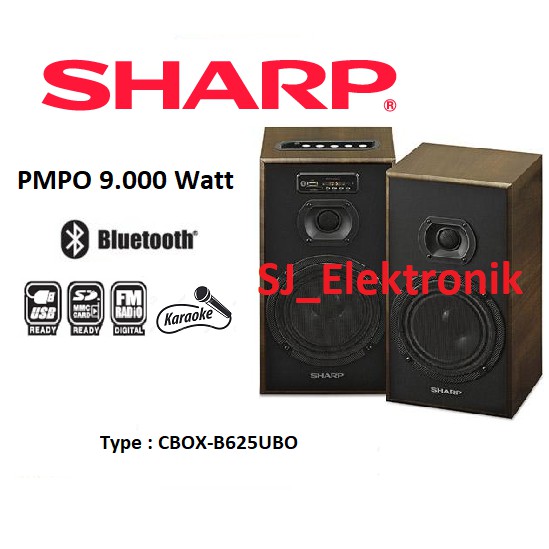 Speaker Aktif SHARP CBOX-B625UBO Bluetooth USB SD FM Radio XBASS