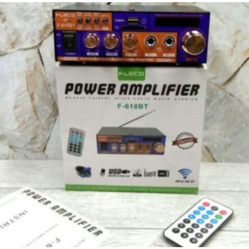 COD Power Amplifier Werelles Fleco F-618BT Amplie Bluetooth AC DC USB FM Murah