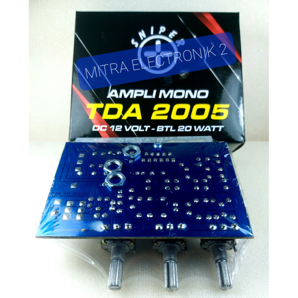 RAKITAN /KIT POWER AMPLIFIER DC 12V PLUS TONE CONTROL MONO TDA 2005 20 Watt PLUS HEATSINK BY SNIPER