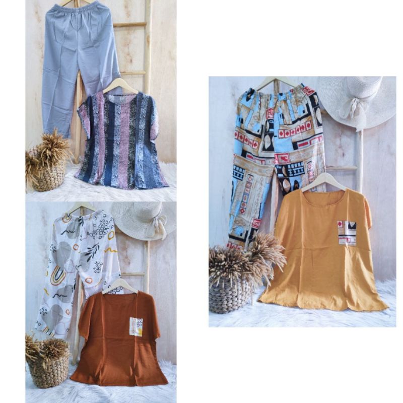 Babydoll panjang jumbo/piyama rayon jumbo/baju tidur jumbo/set rayon