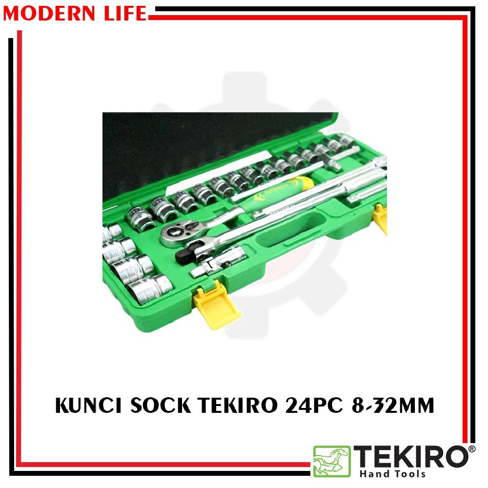 KUNCI SOK TEKIRO SET 24 PCS SOK SET 8 - 32 MM BOX PLASTIK 6PT 1/2inch