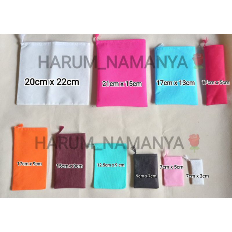 Pouch serut polos custom kantong parfum kantong sponbund Pouch souvenir kantong kecil