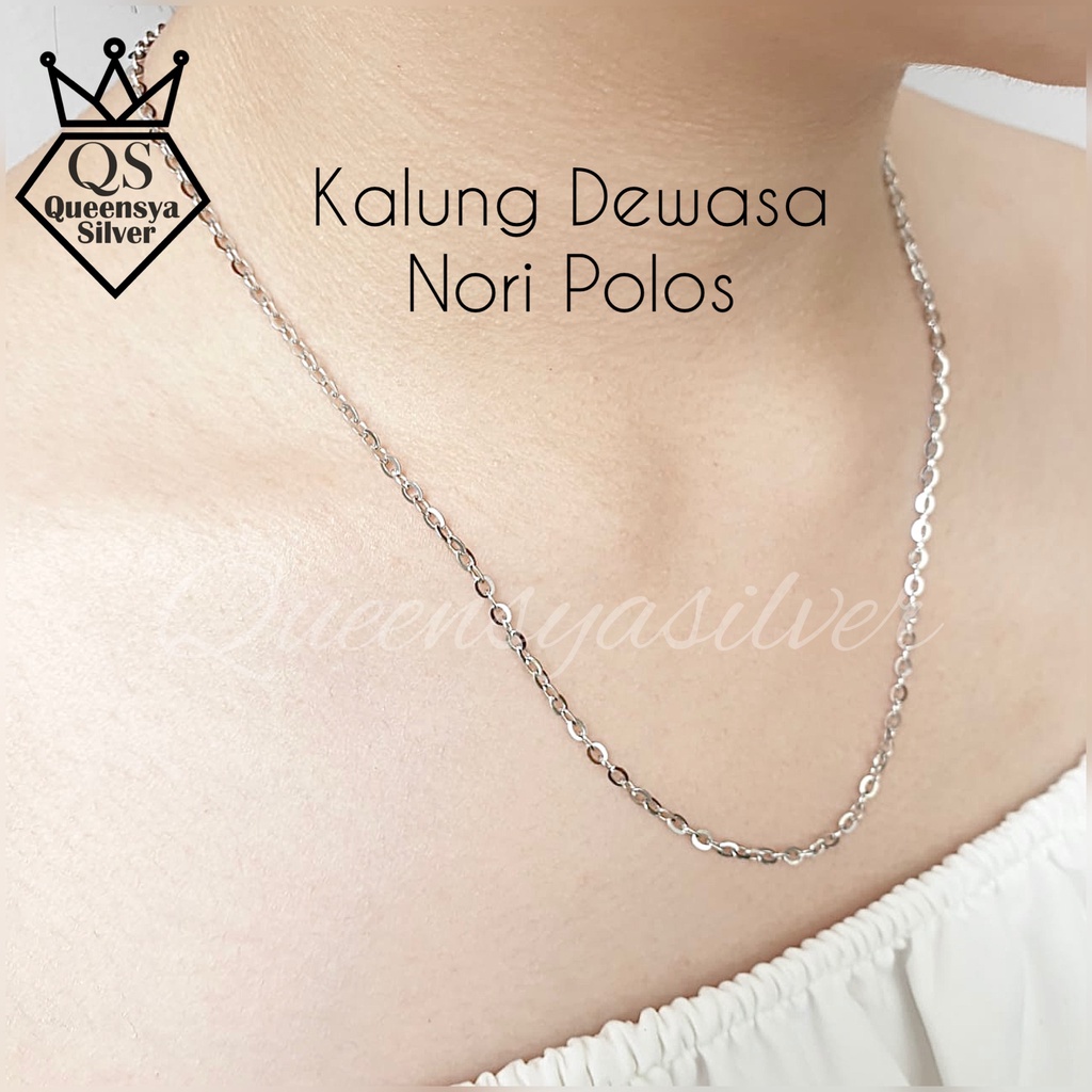 Kalung Perak Pria Wanita Silver Asli 925 || Lapis Emas Putih || Model NORI HOLLO KILAT || Panjang 35/42/45/50/60 cm || Perhiasan Perak Pria Wanita Anak Dewasa