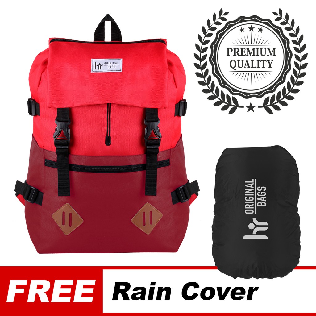 Tas Ransel Cowok / Tas Kuliah / Tas Distro HR Bag [Merah + Maroon]