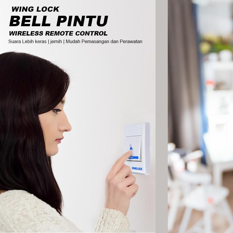 Bel Pintu Wireless 2 Remot/Bell Rumah 2 Tombol/Doorbel Wing Lock