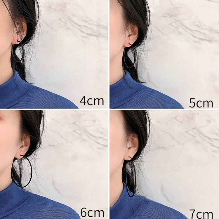 Anting hoop Besar Klasik Simple Untuk Wanita Korea