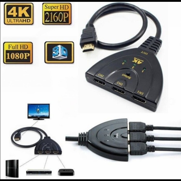 Hdmi Switch 4k 3 port / HDMI switch 3 port / kabel HDMI cabang 3 4k