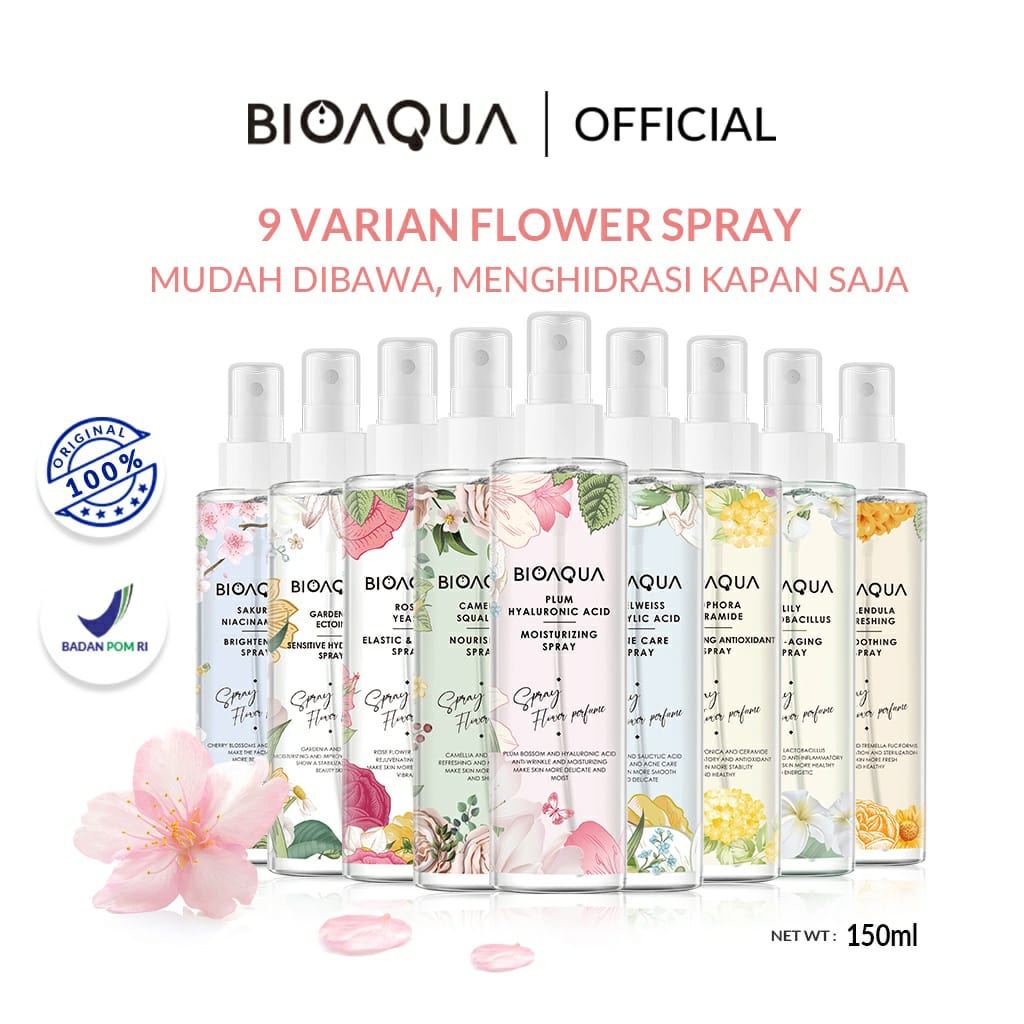 BIOAQUA Face Mist Spray Wajah Portable 150ml Hydrating / Brightening / Soothing 9 Varians to Choose