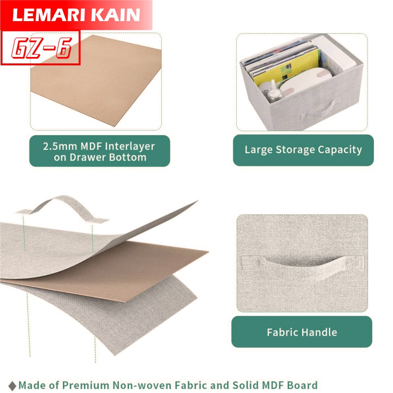 Lemari Susun Kain Linen Rak Penyimpanan Laci - ORANGEHOME (GZ-6)