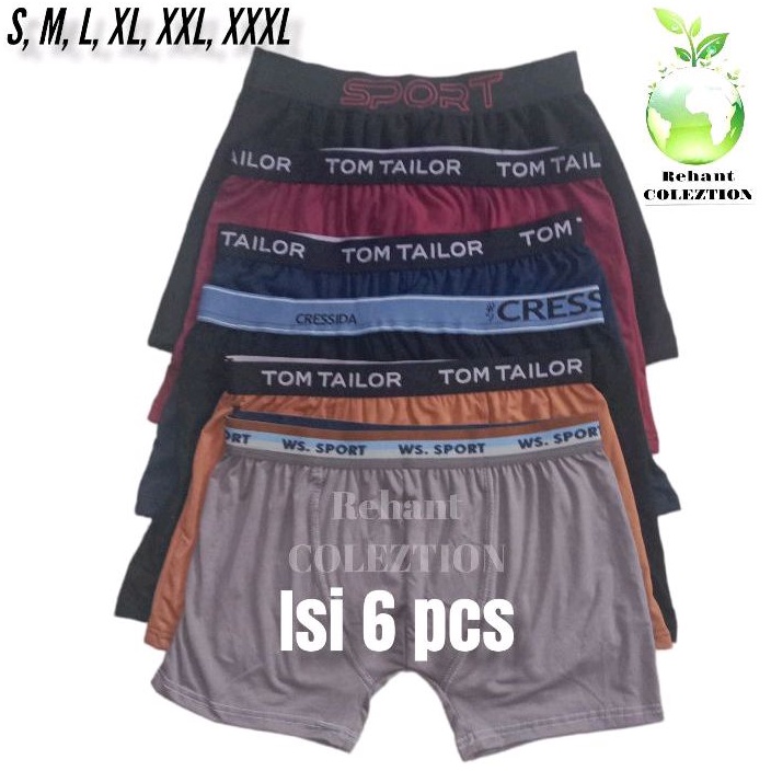 6 pcs celana dalam pria boxer kualitas premium