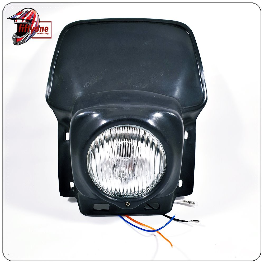 Headlamp Lampu Depan Retro Trail LED ELBA Warna Hitam Retro Motor