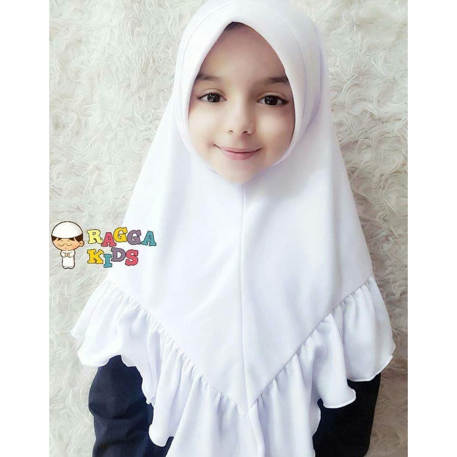 (2-12 tahun) RGA Putih Jilbab Anak Raggakids Khimar Aisyah Putih