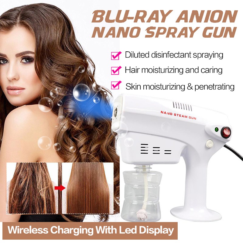 COD Portable Nano Steam Gun Spray Disinfection Blue Light Nano Mist Machine Hair Care